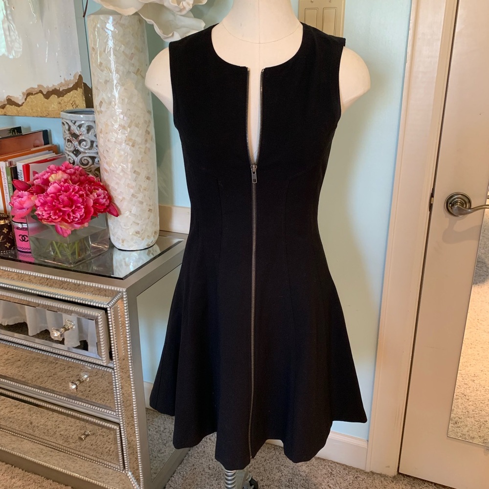 Theory Black Zipper Front Dress, Sz 2